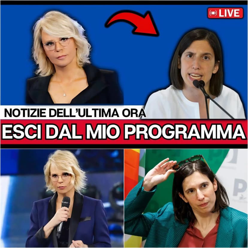 SCANDALO SENZA PRECEDENTI: “QUESTA È LA VOSTRA RICONOSCENZA?”, ELLY SCHLEIN NEL MIRINO E CACCIATA DALLO STUDIO! Il filmato è ormai virale: Maria De Filippi, profondamente turbata, blocca la trasmissione in diretta e invita la segretaria del Partito Democratico a lasciare lo studio dopo dichiarazioni ritenute gravemente offensive verso il pubblico. Accusata di atteggiamento altezzoso, la Schlein avrebbe replicato con toni giudicati sprezzanti nei confronti di lavoratori e famiglie in difficoltà, facendo esplodere la tensione tra gli spettatori. “Nessuno può permettersi di offendere gli italiani”, avrebbe affermato la conduttrice davanti a un pubblico incredulo e commosso. Una puntata destinata a far discutere a lungo e che potrebbe pesare sull’immagine politica della leader dem. Ecco il racconto completo dell’episodio che sta incendiando il dibattito mediatico, insieme alla reazione che ha lasciato tutti senza parole.