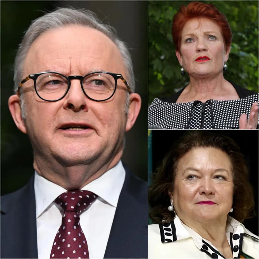 JUST 3 MINUTES AGO 🔴 Anthony Albanese has sent shockwaves through Canberra, detonating a political firestorm after publicly branding Pauline Hanson a “puppet” of powerful financial elites. In an extraordinary escalation, the prime minister went further, invoking mining magnate Gina Rinehart as a symbol of money-fueled political influence, framing the clash as a battle over who truly pulls the strings in modern Australia. Albanese underscored what he described as a bitter irony: a politician who rose from modest beginnings now, in his telling, aligning herself with billionaires far removed from everyday voters. The accusation instantly transformed a simmering rivalry into open warfare. Within hours, Hanson fired back with a terse, chilling 15-word tweet that reframed the confrontation as more than personal animosity — casting it instead as a defining struggle over power, loyalty, and the future direction of Australian politics.