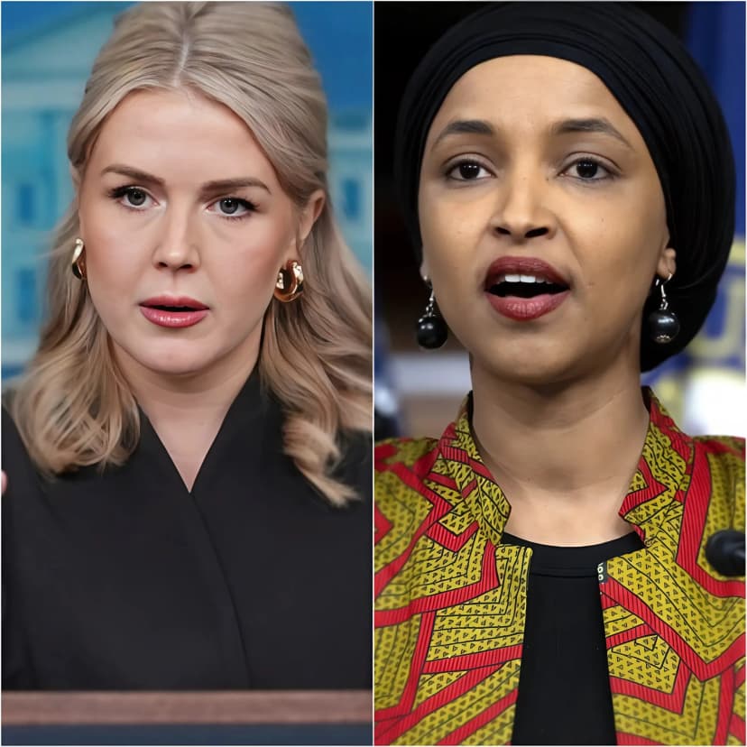 Karoline Leavit didn’t just testify—she exposed the whole story in the meeting room: “I’m tired of people constantly insulting the country that gave them everything.” Ten words. A silence so profound you could hear a pin drop. Then, she looked Ilhan Omar straight in the eye: “Especially those who came here fleeing danger, built lives in our country, and then spit on the flag that protected them—while still receiving six-figure government salaries and using their platform to criticize America from within.” The clip broke all records in minutes. Social media went wild. The Squad was silent. And the nation? Finally they got to hear the truth…👇