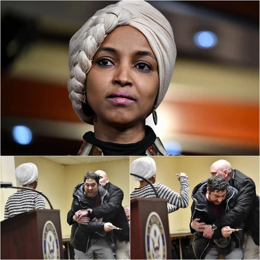 Karoline Leavit didn’t just testify—she exposed the whole story in the meeting room: “I’m tired of people constantly insulting the country that gave them everything.” Ten words. A silence so profound you could hear a pin drop. Then, she looked Ilhan Omar straight in the eye: “Especially those who came here fleeing danger, built lives in our country, and then spit on the flag that protected them—while still receiving six-figure government salaries and using their platform to criticize America from within.” The clip broke all records in minutes. Social media went wild. The Squad was silent. And the nation? Finally they got to hear the truth…👇