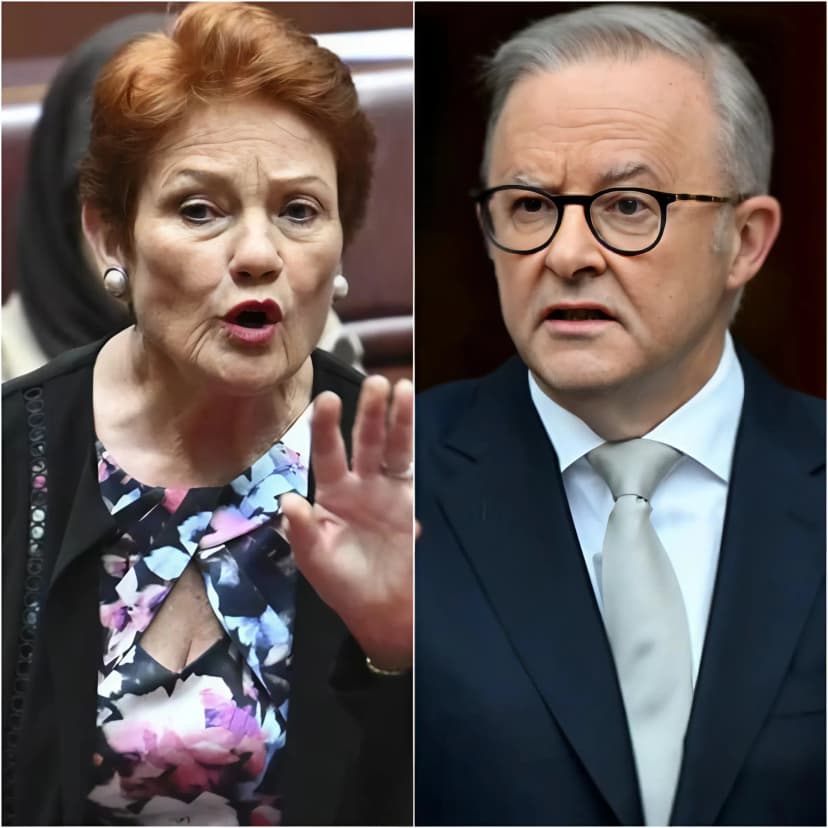 💥BOMBSHELL: “One More Stupid Word, You Dumb Old Hag, And I’ll Humiliate You On National Television,” Anthony Albanese Bellowed Across The Meeting Room, His Voice Sharp As A Razor. Conversations Died Mid-Sentence As He Leaned Forward, A Thin Razor-Like Smile Showing He Was Ready To Torch Senator Pauline Hanson’s Credibility Right Then And There. But Hanson Didn’t Flinch. She Stood Tall, Staring Straight Into His Eyes With A Steady Gaze That Seemed Pre-Loaded With Power. The Tension Rose To The Point Of Explosion. “You Want To Be Embarrassed?” She Replied Calmly, Stepping Toward The Microphone With Unhurried Confidence. “Let’s See You Survive This.” A Murmur Rippled Through The Senate—Shock Mixed With Anticipation. Albo’s Smile Flickered For A Split Second. Then Hanson Dropped A Verbal Bomb That Exploded Into Gasps, Scattered Laughter, And Dead Silence. Reporters Hammered Their Keyboards As If Racing Against A Deadline Buzzer. In Less Than Half A Minute, The Energy Had Flipped: Albo Furious, Hanson Composed, And The Entire Room Erupted In Utter Disbelief.