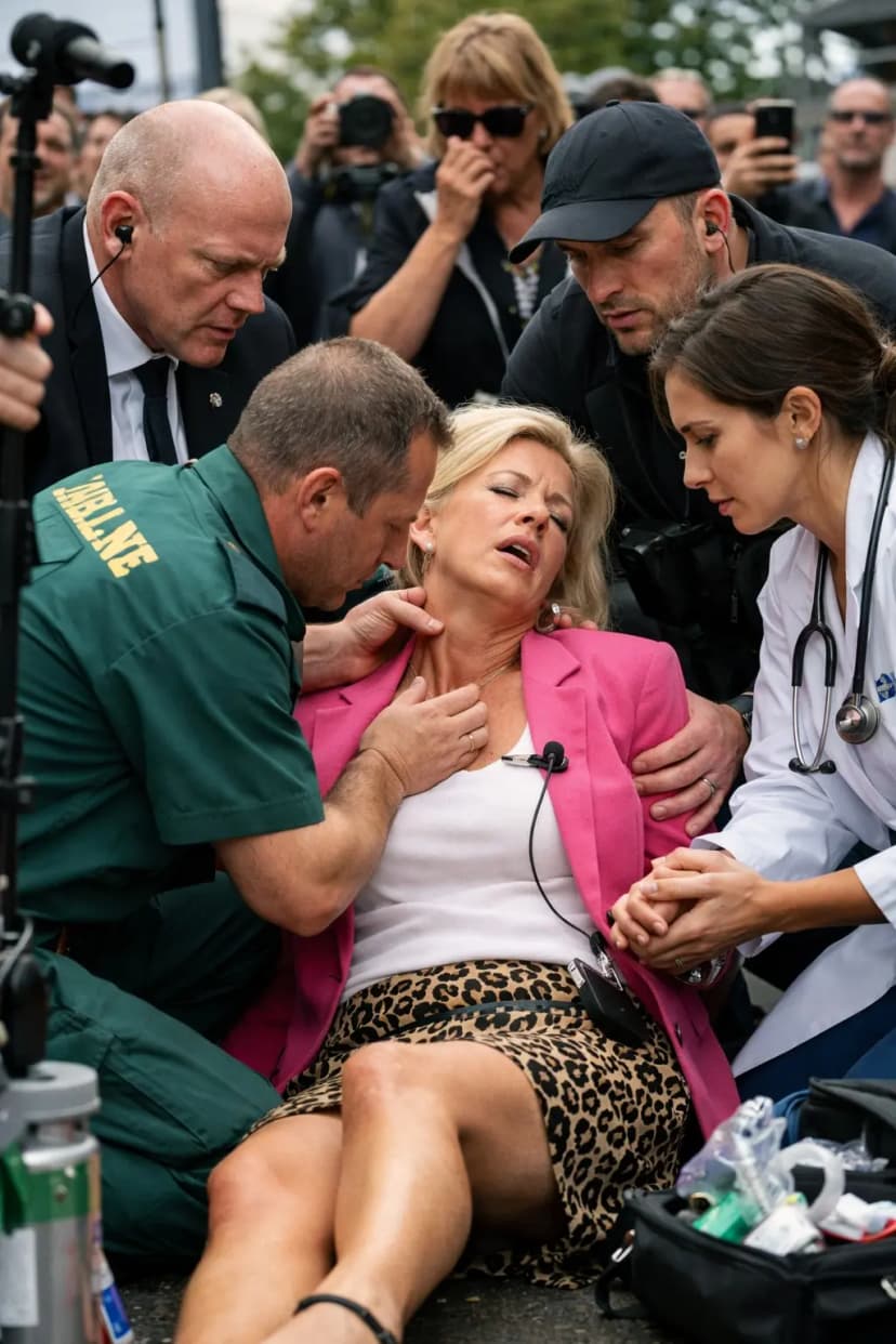 🚨 10 MINUTES AGO: CHAOS AT THE SPEECH! 😱 Katie Hopkins shocked the crowd when she suddenly collapsed during a tense outdoor speech. Security and medical personnel immediately rushed to her aid, while the surrounding area – where hundreds of people were watching – fell into a tense silence. Initial information about Hopkins’ health condition is gradually emerging… 👇👇