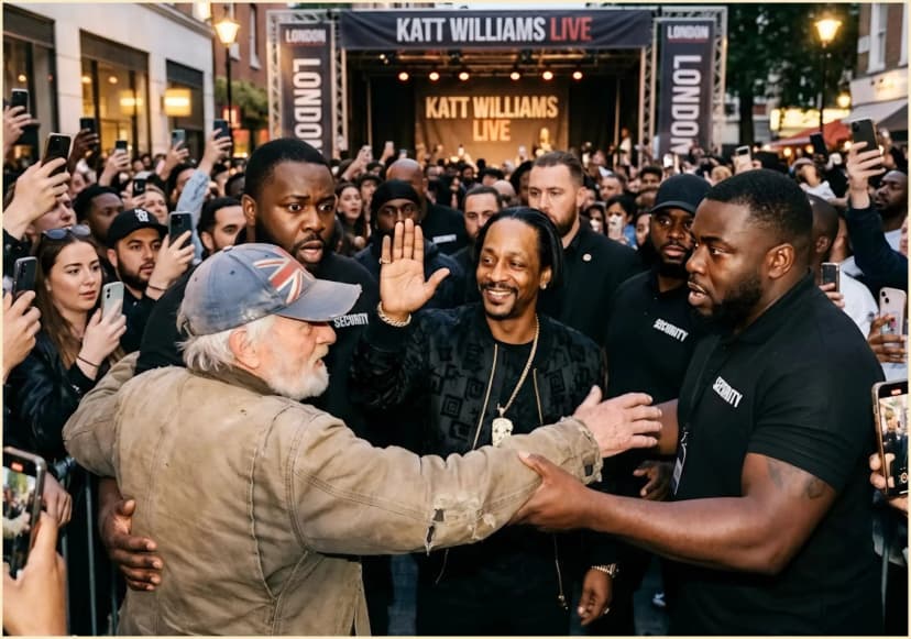 The security guards were preparing to stop him, but Katt Williams calmly raised his hand and said, “Let him come closer.” A man in his sixties, wearing an old jacket with worn-out shoulders and a faded baseball cap, was desperately trying to push his way through the crowd while the famous comedian was greeting fans at an event, right after finishing his opening monologue.