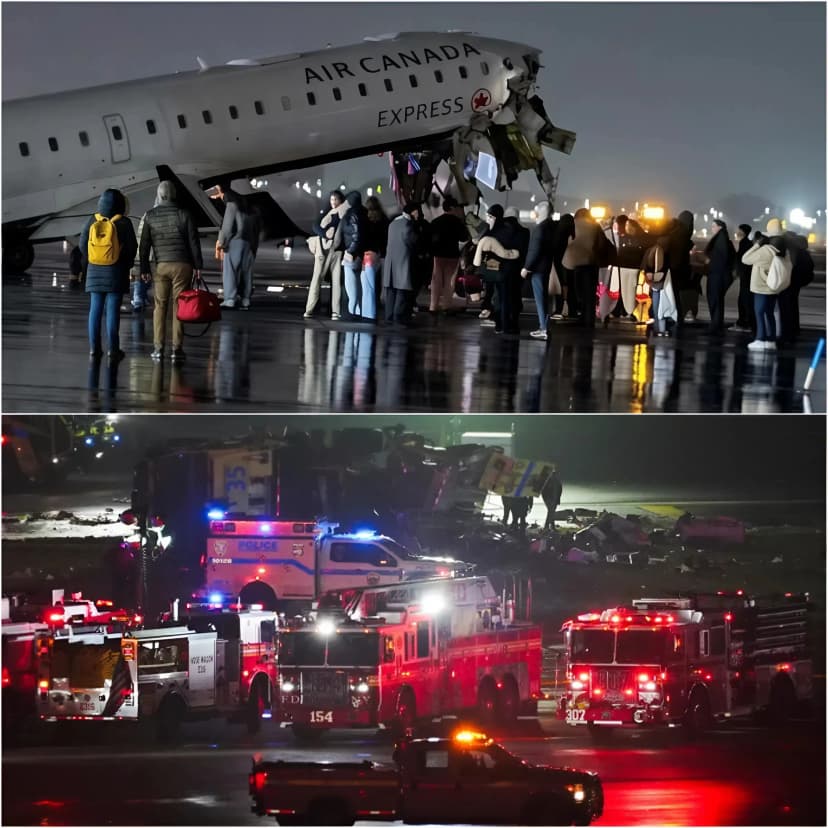 JUST IN: An Air Canada Plane Has Collided With A Fire Truck On A Runway At Laguardia Airport In New York City.