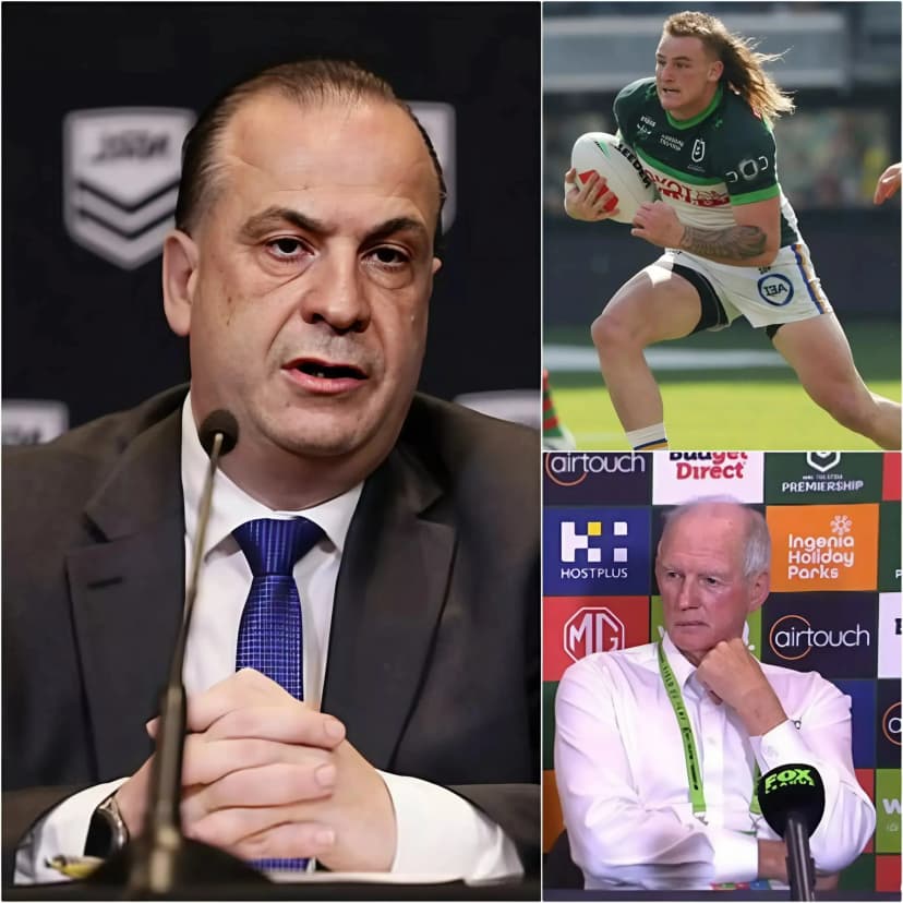 BREAKING NEWS: After a day of investigation, NRL Chairman Peter V’landys has officially announced the results following evidence presented by Rabbitohs coach Wayne Bennett, who accused winger Kaeo Weekes of using high-tech equipment during the Rabbitohs vs. Canberra Raiders match. The NRL’s final decision has sparked widespread controversy..